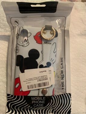 Mickey Mouse White & Black Phone Case with Gold Ring Holder